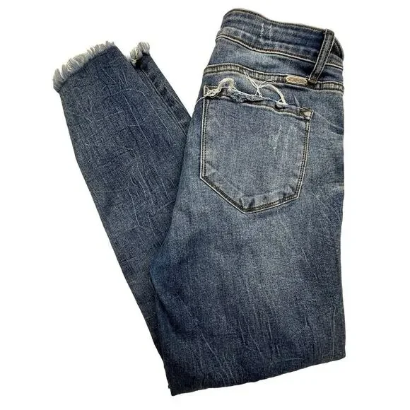 Kancan Womens Size 11 29 Estilo High Rise Distress Button Fly Jeans Medium‎ Wash - Picture 9 of 9